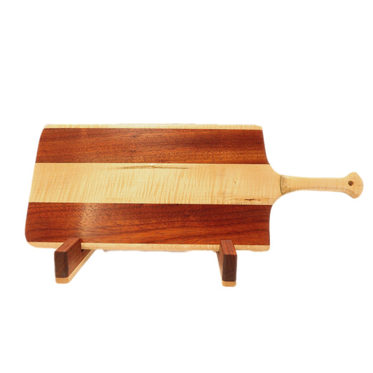 Curly maple and padauk charcuterie board. Hand made by Jooyn.ca